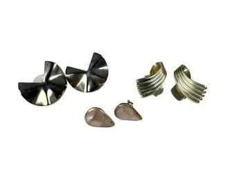 3 Pairs of Sterling Silver Fancy Stud Earrings