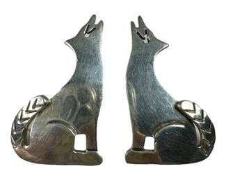 Sterling Silver Coyote Stud Earrings