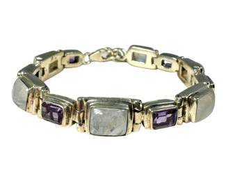 Sterling Silver Moonstone and Multi Gemstone Bracelet