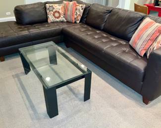 Crate & Barrel, Leather Sofa, Coffee table