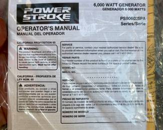 Power Stroke,  6000 Watt Generator, PS906025PA