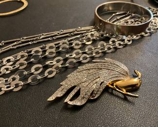 Costume jewelry, vintage peacock 