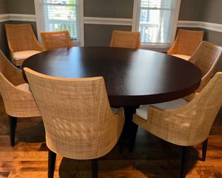 Crate & Barrel,  72" round dining table. 8 chairs