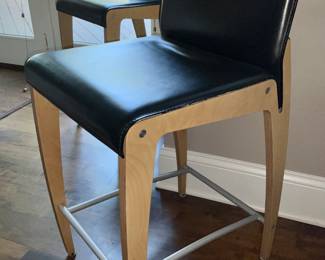 Arper, leather Italian, bar stools, matching pair