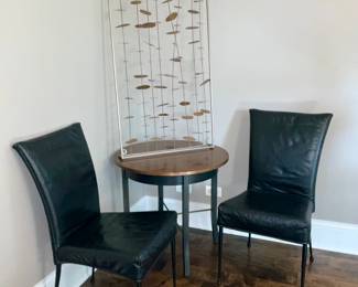 Inform, 4 Leather side Chairs, w/ 2 Matching arm Chairs. Crate & Barrel Wall art 