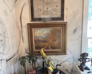 Art galore and a table of stunning animals.