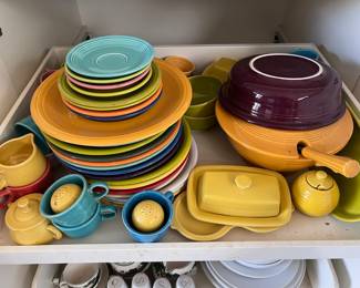 So much Fiesta ware! New colors and old. Perfect sets and serving pieces too.