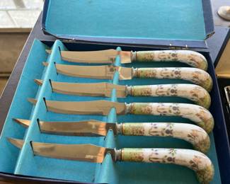 Hand painted steak knives, set of 6. 