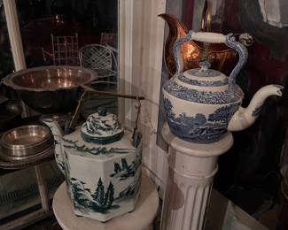 Stunning hand painted tea pots for show or to use.