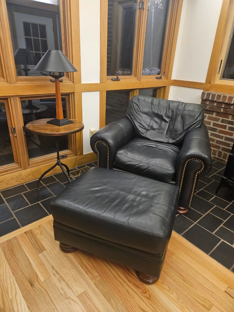 Leather chair and ottoman