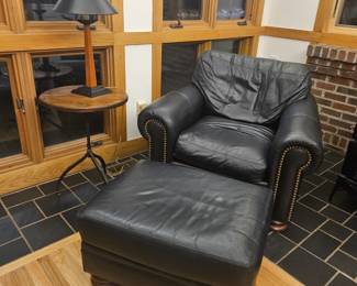 Leather chair and ottoman