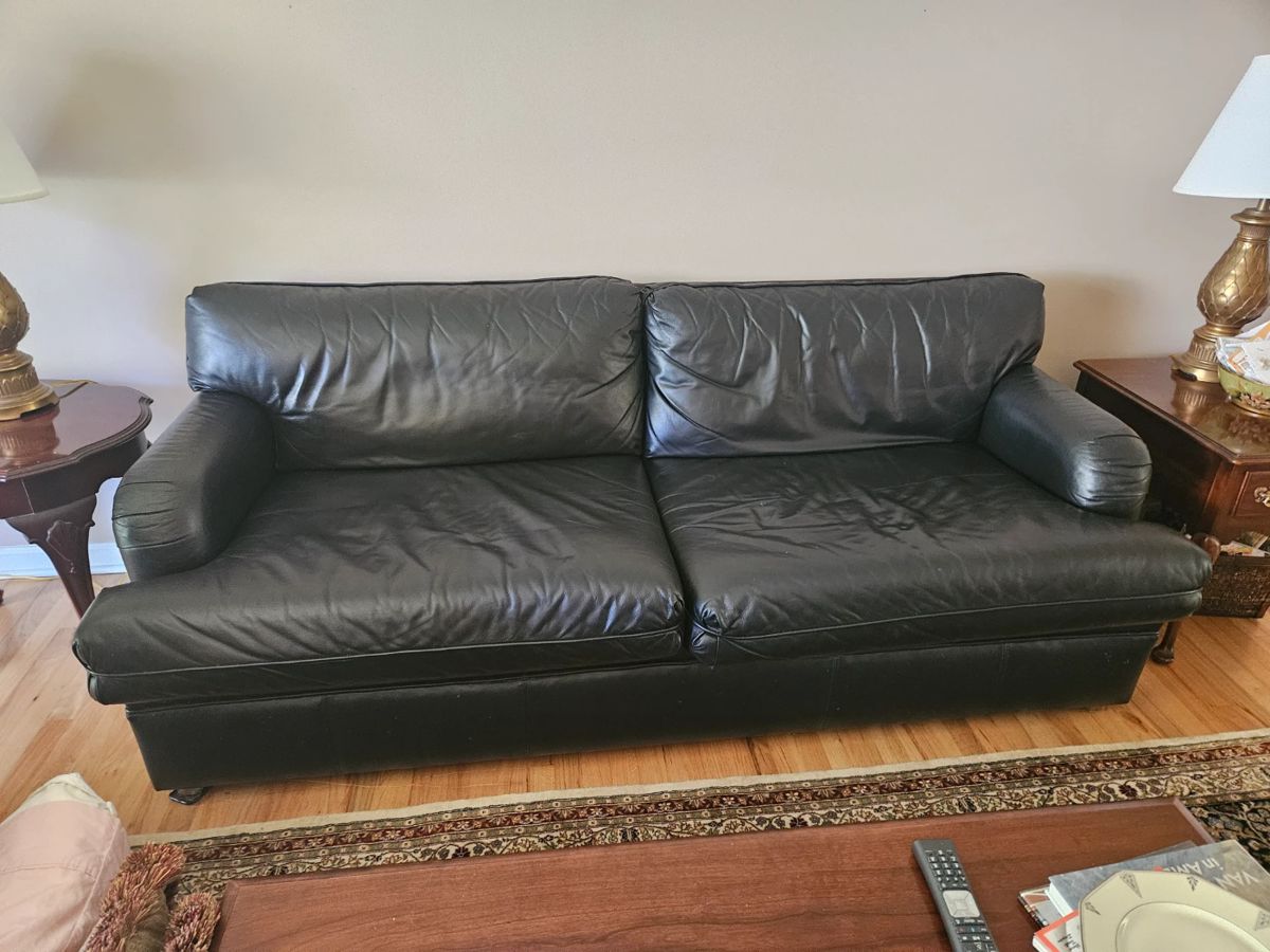 8' Bernhardt black leather sofa, excellent condition