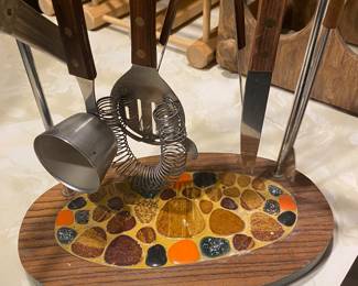 Mid Century Bar Tools/Tile Holder
