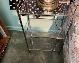 Mid Century Chrome/Glass 3 Tier Occasional Table