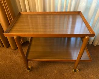 Mid Century Walnut Serve Rolling Cart