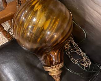 Mid Century Swirl Glass Swag Light