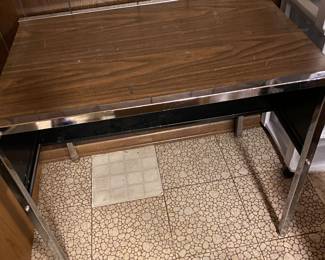 1970's Gusdorf Industrial Wood Laminate Chrome Desk (2)
