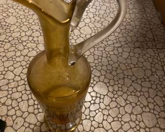 Vintage Italian Glass Decanter with 6 Cordial Glasses Made in Italy