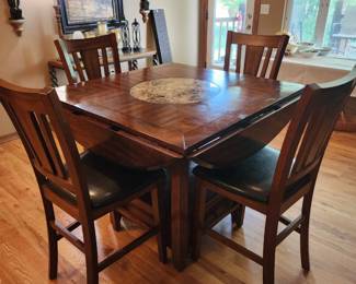 Drop leaf round or square table with 4 tall chairs