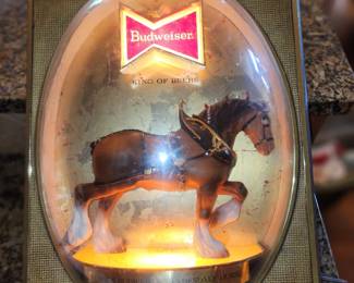 Vintage Budweiser Clydedale Horse Bubble Dome Light, works