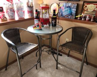 Patio table with 2 tall chairs