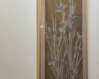 Pair of framed silk panels