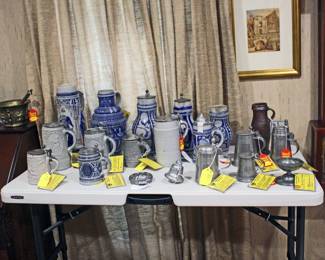 Collection of German Stoneware Steins