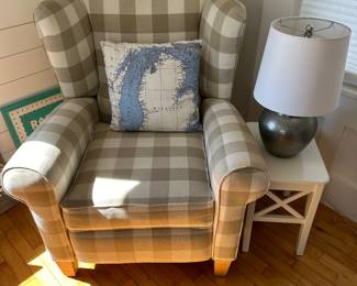 Norwalk Furniture chair; Pier 1 Imports lamp; IKEA side table.