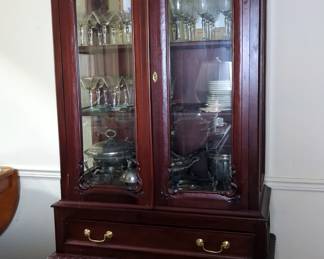 Carved Curio Display Cabinet, 78" X 39" X 20"