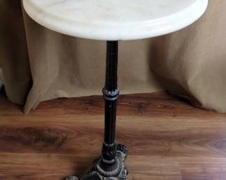 Iron And Marble Bistro Table, 24" X 12"