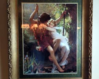 Springtime By Pierre Auguste Cot Reprint, Matted And Framed, 30" X 36" X 2.5" 