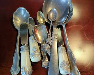 U.S. Silver Company Serving Spoon, Sterling Silver Spoons, Qty 6, And Nasco Stainless Serving Spoon, And More