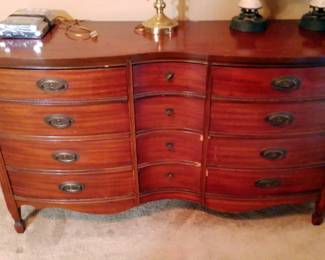 Dixie Furniture Company 12 Drawer Bow Front Dresser, 34" x 58" x 19.5"