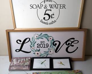 Love Est. 2019 Sign, 13.5" x 31.5" x 2", Fresh Soap & Water Sign, 13.5" x 25.5", Love Blooms Here And More, Total Qty 6