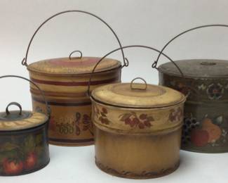  VINTAGE TOLE PAINTED LUNCH PAILS