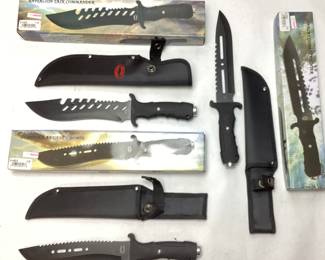 (3) FIXED BLADE BOWIE KNIVES w CASES