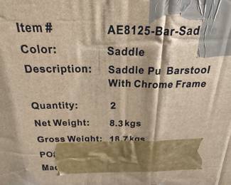 (2) SADDLE BARSTOOLS w CHROME FRAME, NIB,


