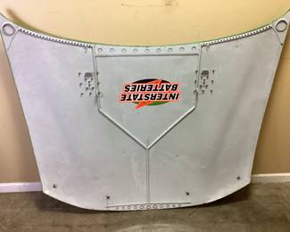 RACE USED JOE GIBBS RACING, BOBBY LABONTE INTERSTATE BATTERIES RACE CAR HOOD,