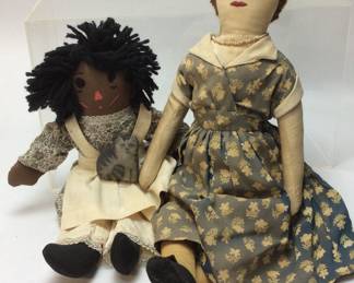 TWO VINTAGE CLOTH DOLLS
