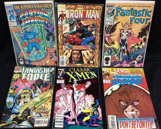 (6) MARVEL COMICS, CAPTAIN AMERICA #391, IRON MAN #9, FANTASTIC FOUR #281, FANTASTIC FORCE #2, CLASSIC X-MEN #16, X-MEN THUNDER STRIKE #2