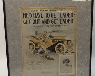 VINTAGE SHEET MUSIC FRAMED GET OUT & GET UNDER