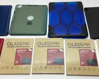 (9) ASSORTED TABLET CASES & GLASS SCREEN