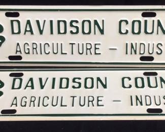 Vintage Davidson County Metal License Pl
