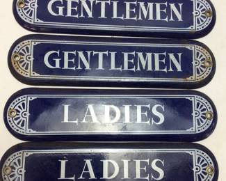 VINTAGE METAL MENS AND LADIES ROOM SIGNS