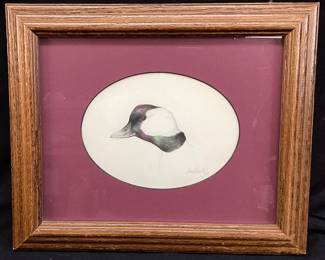 SIGNED 1983 SHERRIE RUSSELL DUCK DRAWING