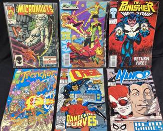 (6) MARVEL, VALIANT, & IMAGE COMICS, THE MICRONAUTS #11, PSI-LORDS #9, THE PUNISHER #21, TRENCHER #1, CAGE #4, NAMOR #9