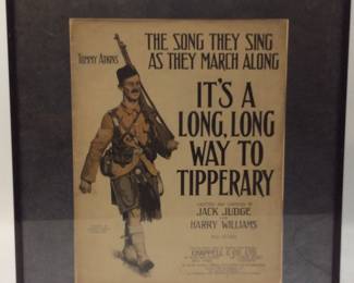 FRAMED SHEET MUSIC ITS A LONG WAY TO TIPPERARY