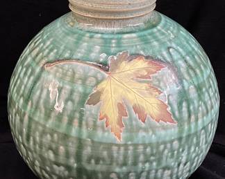 SIGNED POTTERY VASE, 9’’ H