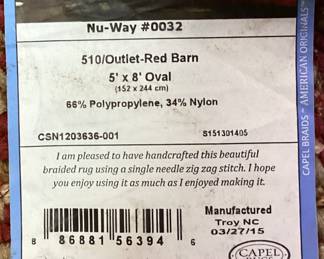 CAPEL BRAIDED RED BARN OVAL RUG, 5’ by 8’