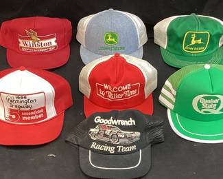 11 VTG. TRUCKER HATS JOHN DEERE, GOODWRENCH

MILLER, COORS RACING,